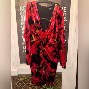 Marciano Vibrant Red and Black Long Sleeve Dress